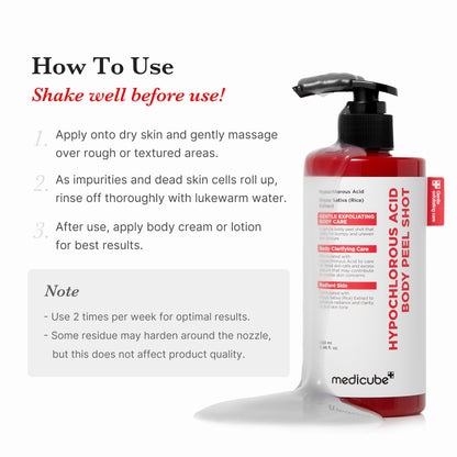 Hypochlorous acid body peel shot